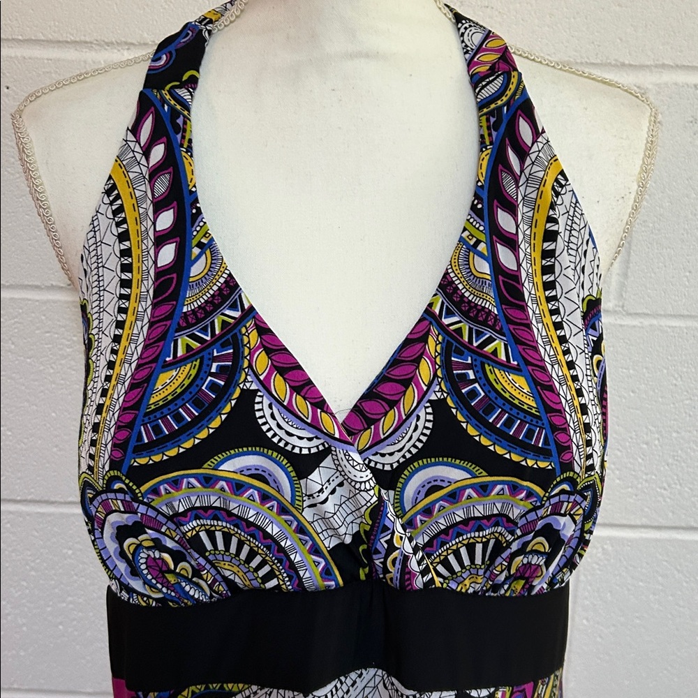 Ronni Nicole Magenta Paisley Halter Maxi Dress XL - Picture 2 of 8